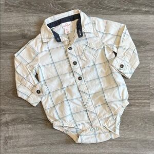 Baby Cat & Jack baby boys plaid button down bodysuit